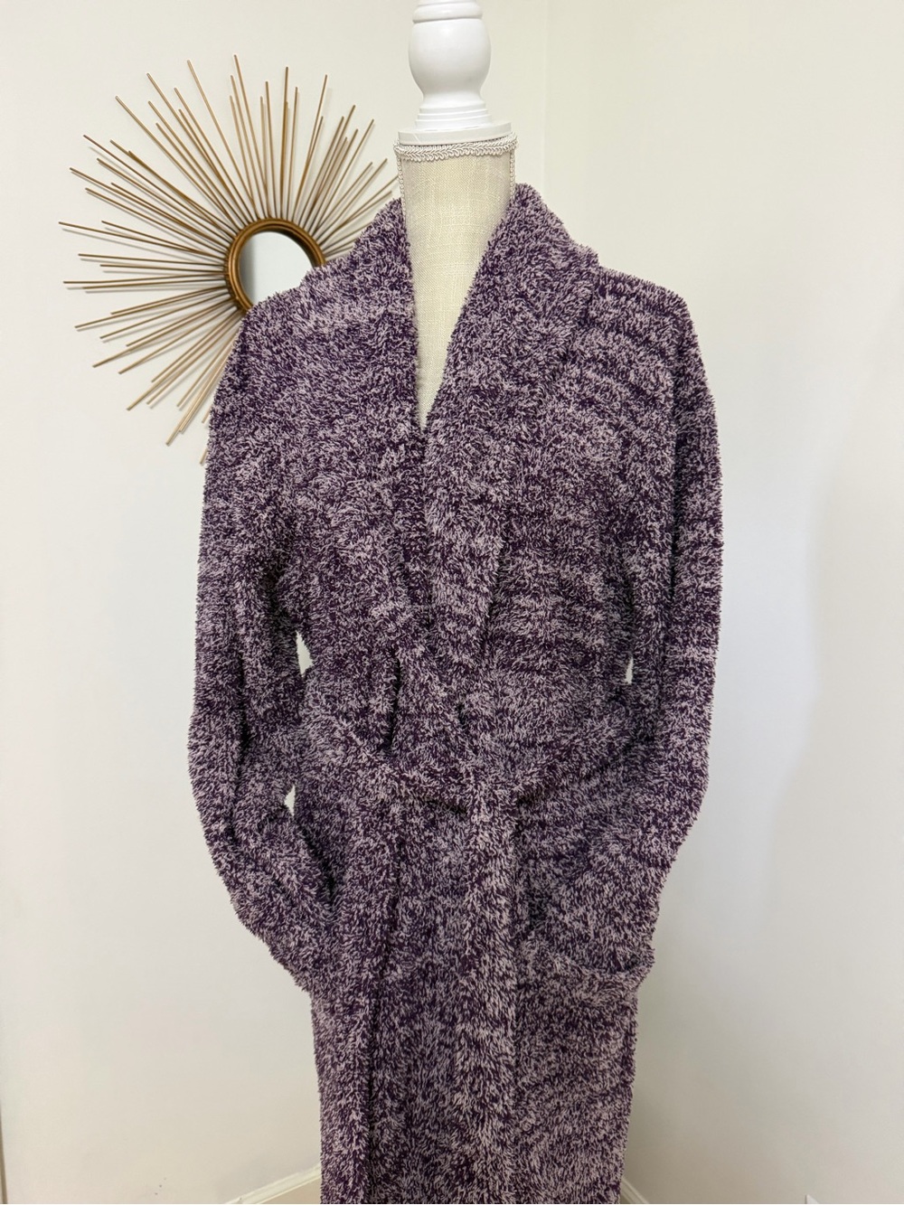 Barefoot Dreams Cozy Chic Heathered Plum Full Length Lounge Soft Robe Size 2